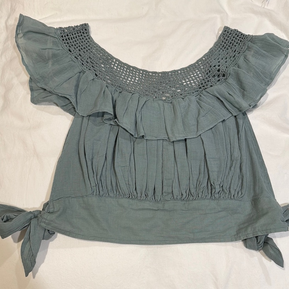 Fun & Flirty Green Crochet Women's Top